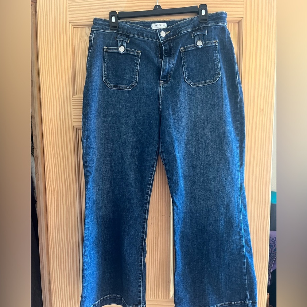 Artemis Vintage Blue‎ Jeans Front Pockets Wide Leg Size 13/30